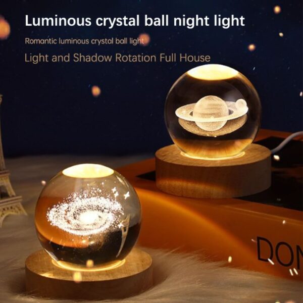 3D Ball Crystal Glass LED Table Lamp