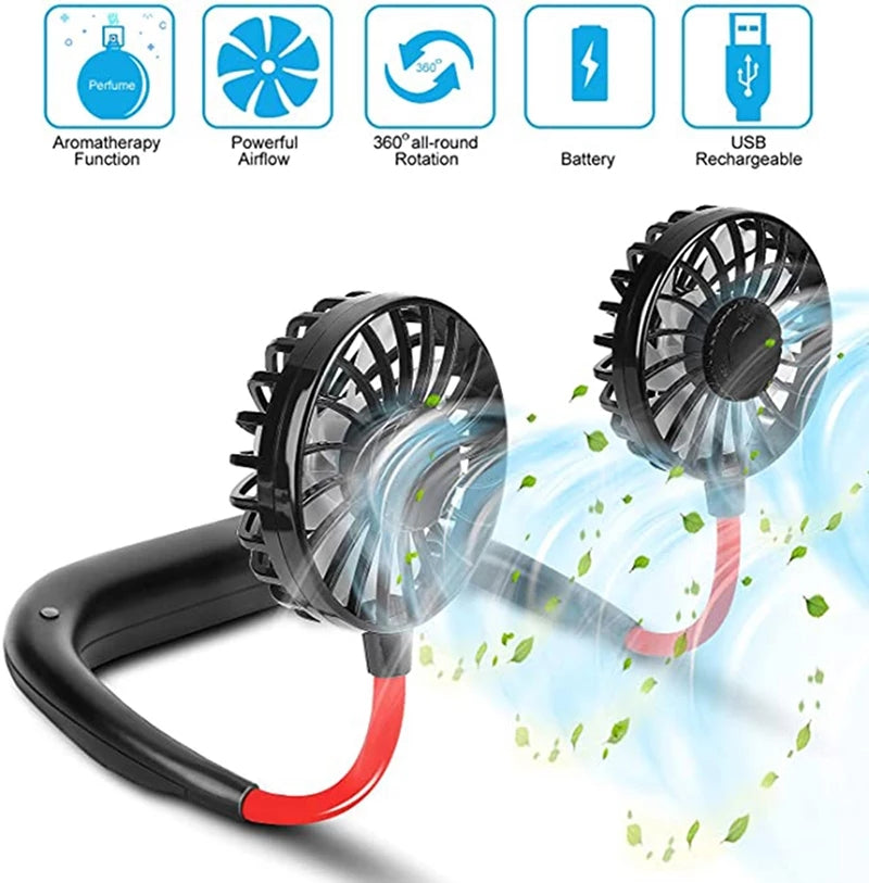 Hanging Neck Fan for Kitchen | Folding Handheld Fan Wearable Portable Neckband Mini Fan USB Smart Neck Fan