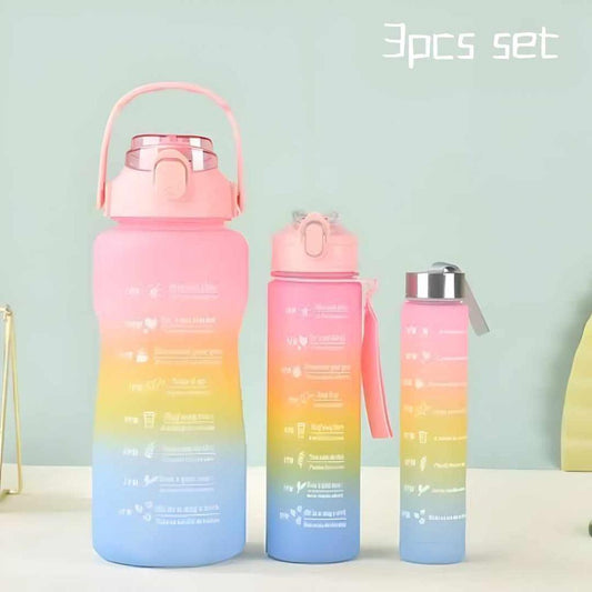 3 PCS Water Bottles With Straw, 2000ml 900ml 300ml